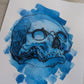 A5 Skull Blue Ink + Watercolour Original Artwork