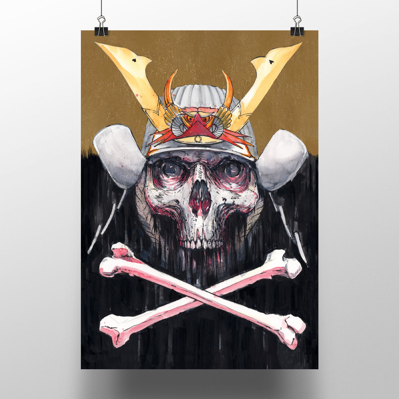 Death Samurai Watercolour A3 Original Artwork